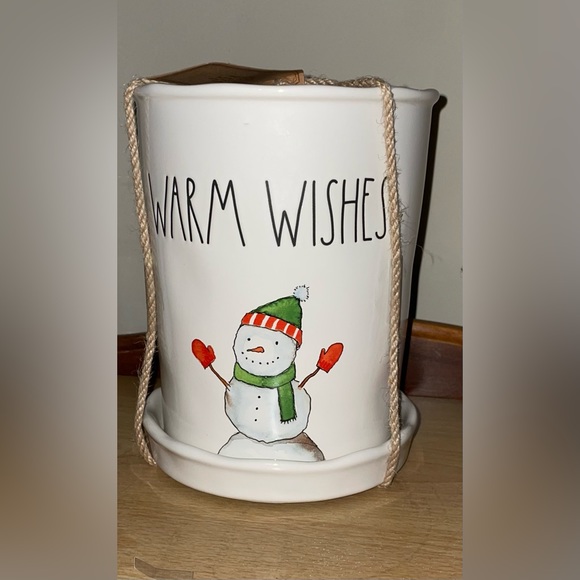 Rae Dunn WARM WISHES Snowman Planter - Picture 4 of 11